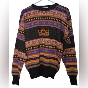 Meister Vintage 80s Sweater Aztec SouthWestern -Ski Hipster Wool Blend S/M